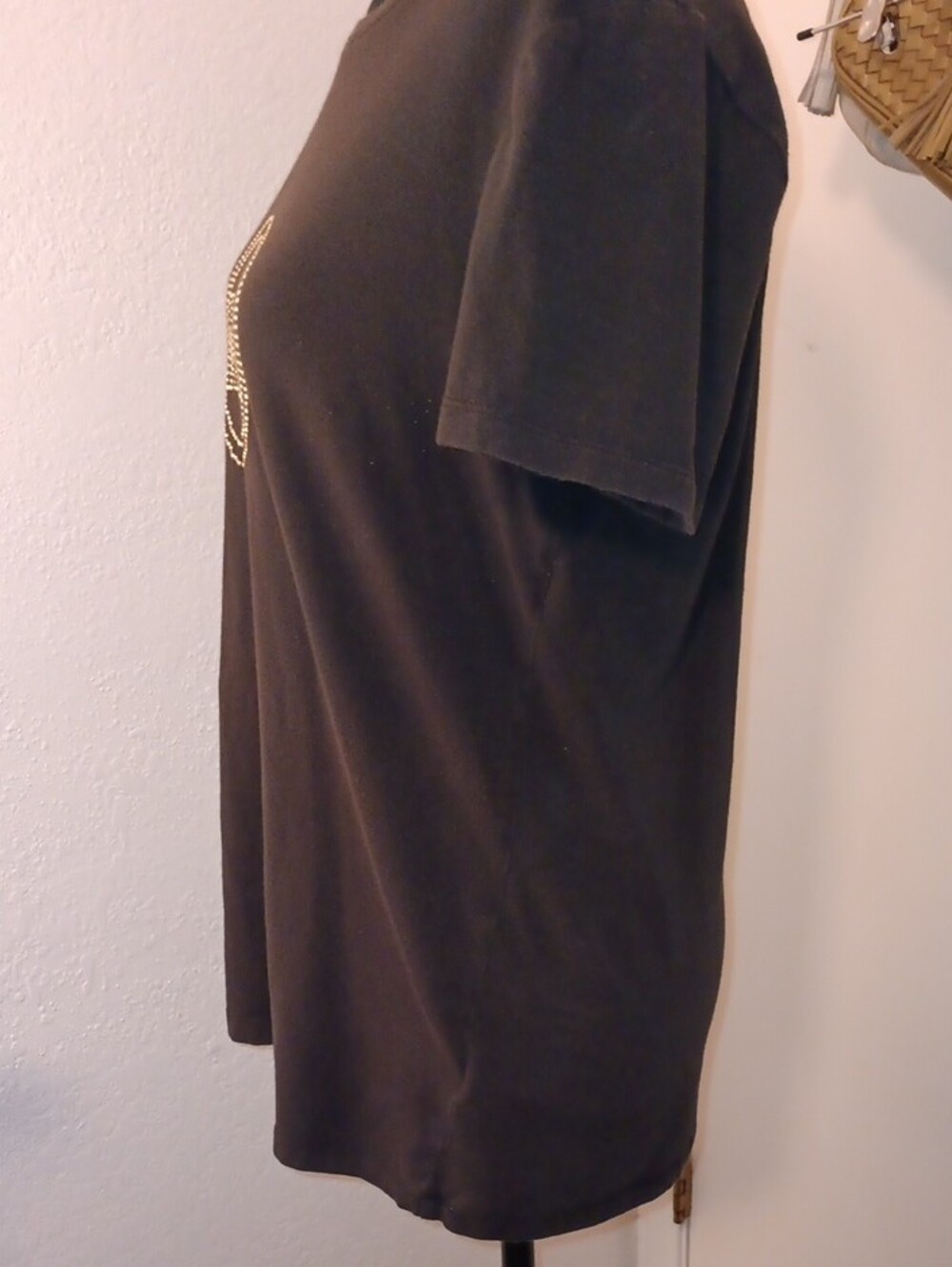 Michael Kors Black Tee with Gold Studded MK Emblem - Picture 7 of 10
